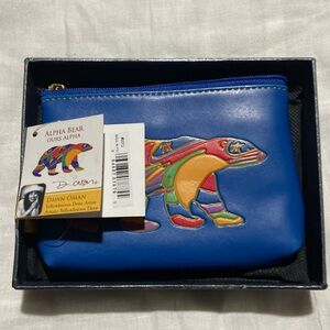 NWT Dawn Oman Yellowknife Artist “Alpha Bear” Coin Purse with box and Dustbag